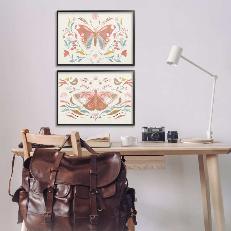 «Folk Butterflies & Florals», ensemble de 2 estampes numériques par Kim Allen, H 16 po x l 24 po