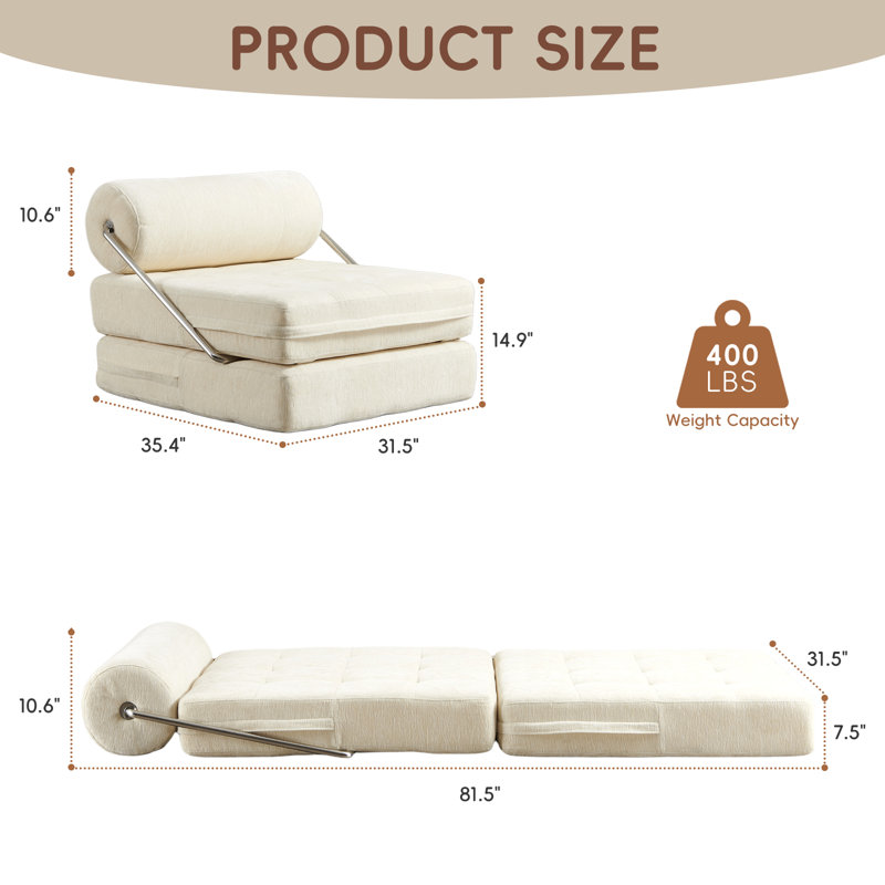 1 Seater Chenille Sofa Bed