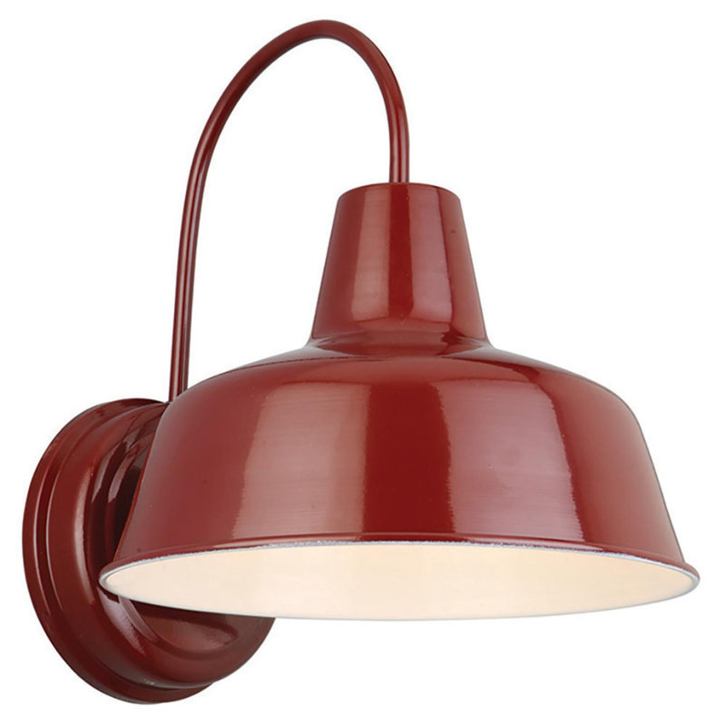 Luminaire de grange d'extérieur Jaklynn, H 11 po x l 8,38 po x P 10,5 po, Rouge rustique