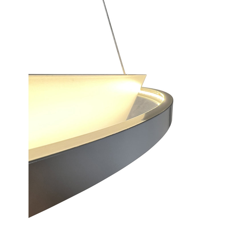 Luminaire suspendu circulaire encastré à DEL de 41 watts Litza, Noir
