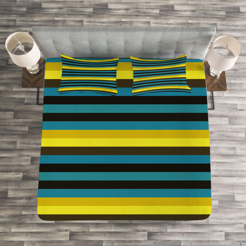 Farmhouse / Country Polyester Striped Coverlet, Queen Coverlet + 2 Shams