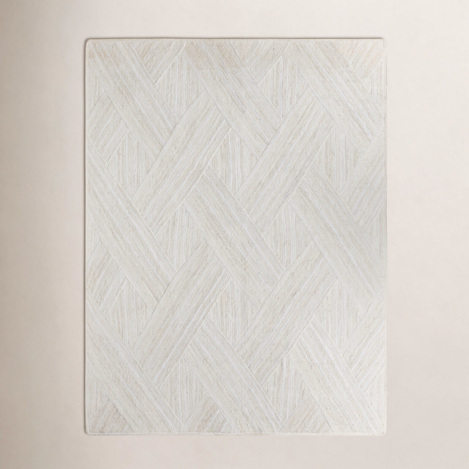 Lizbeth Cream Hand-Woven Geometric Jute Rug, Rectangle 2' x 3'