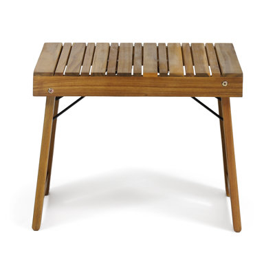 Wood Side Table - Foldable & Compact, Slat Top, 20.95 X 13.72 15.67, Color Made Of Design For Elegance, 20.95W 13.72D 15.67H