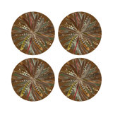 Pheasant Feathers Vegan Leather Round Pebble Placemat