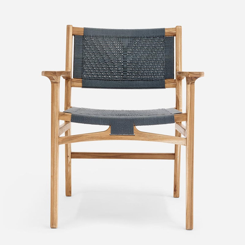 Chontales Dining Chair with Armrest in San Geronimo Manila, Teak, Charcoal V Braided Cord