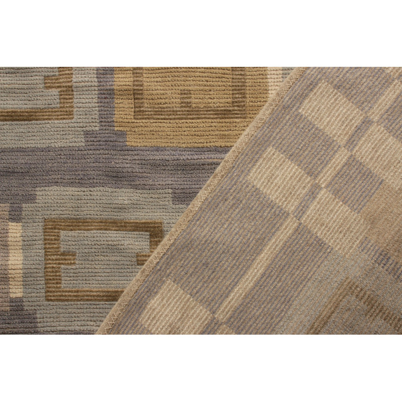 Scandinavian Hand Knotted Wool Geometric Area Rug, Rectangle 6' x 9'