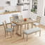 Ensemble de table de salle à manger 6 pièces en bois d'hévéa avec placage en bois massif et coussin moelleux-1435653797