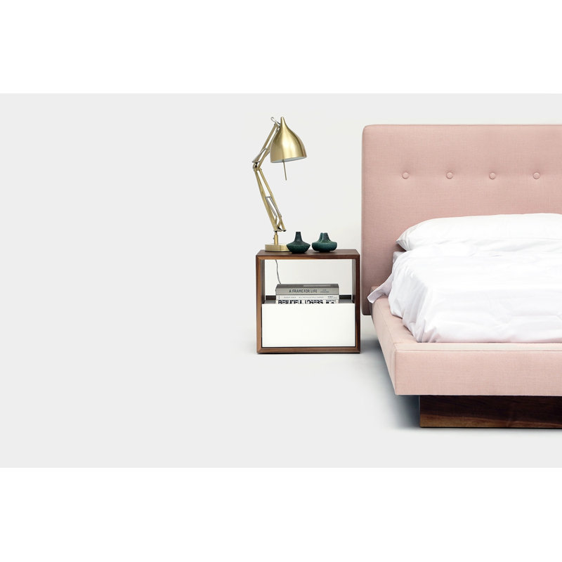 LRG Upholstered Platform Bed, Queen, Blush Linen Blend