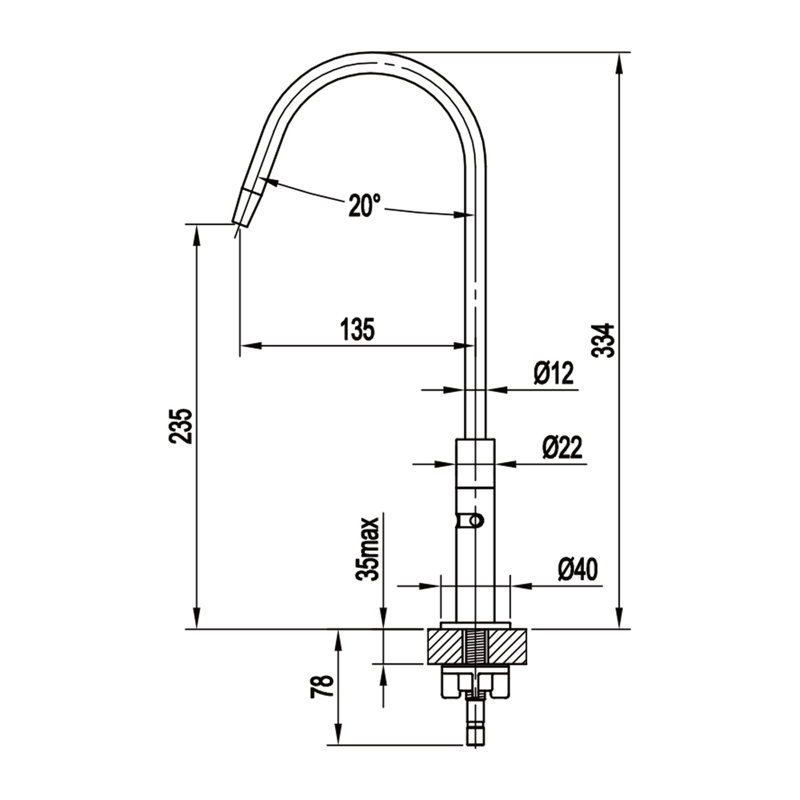 Hommix Kitchen Faucet, Chrome