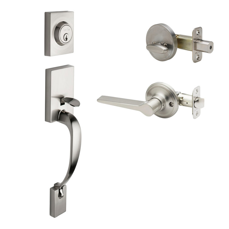 Handleset with Single Cylinder Deadbolt and Door Lever and Rosette