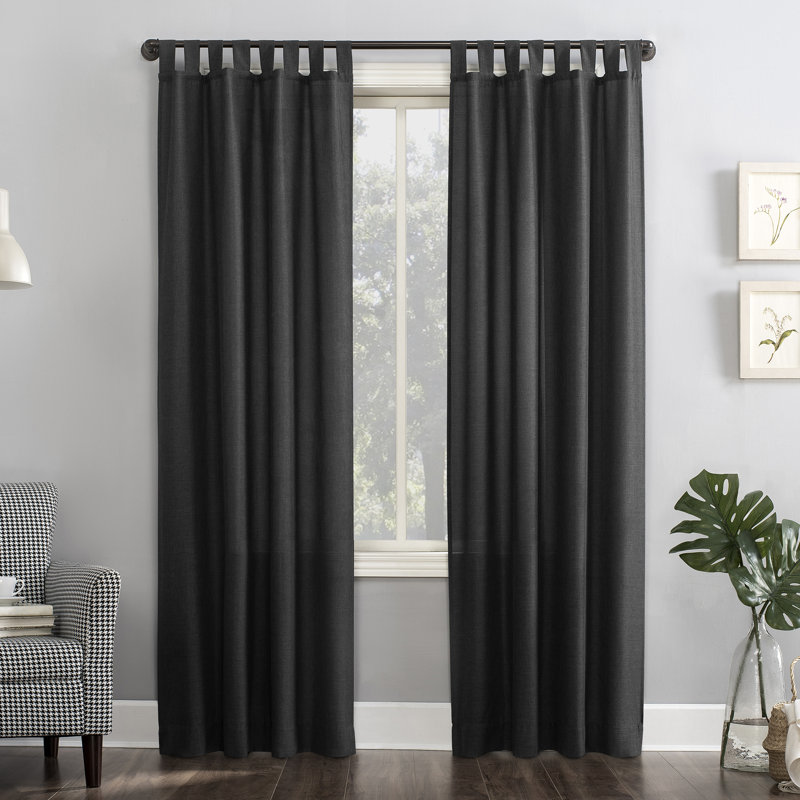 Polyester Semi-Sheer Single Curtain Panel - Basics by Wayfair™, 40" W x 84" L, Coal Gray
