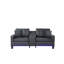 Ensemble de canapé-lit en tissu PVC noir Gemma avec lumières DEL, chargeur USB, console de rangement, porte-gobelets, coussins capitonnés