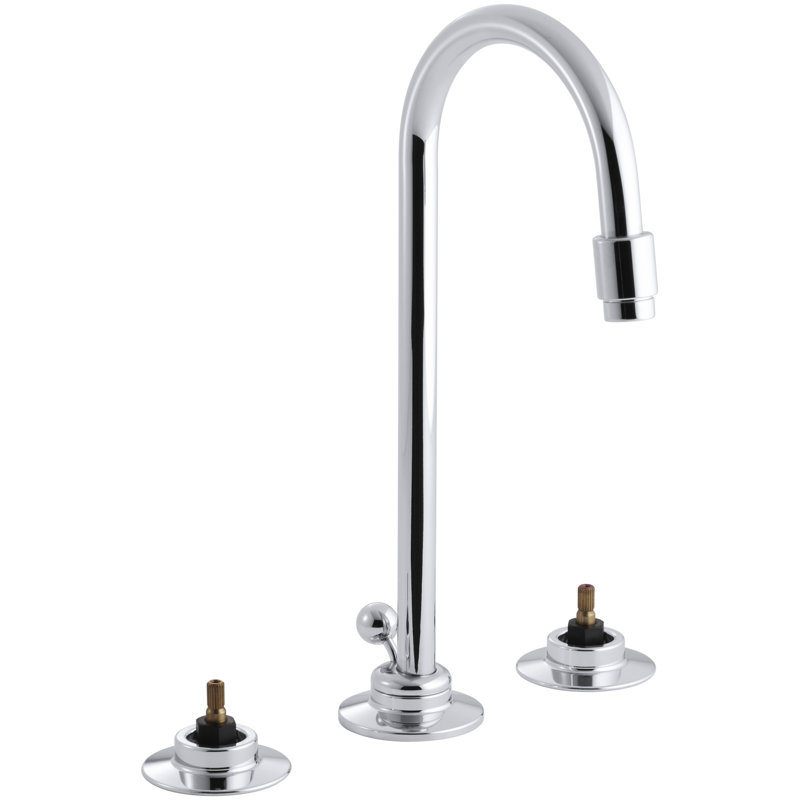 Triton Widespread Commercial Bathroom Sink Faucet with Gooseneck Spout and Pop-Up Drain, Requires Handles