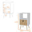 Table de chevet blanche + naturelle avec tablette ouverte contemporaine et tiroir tendance