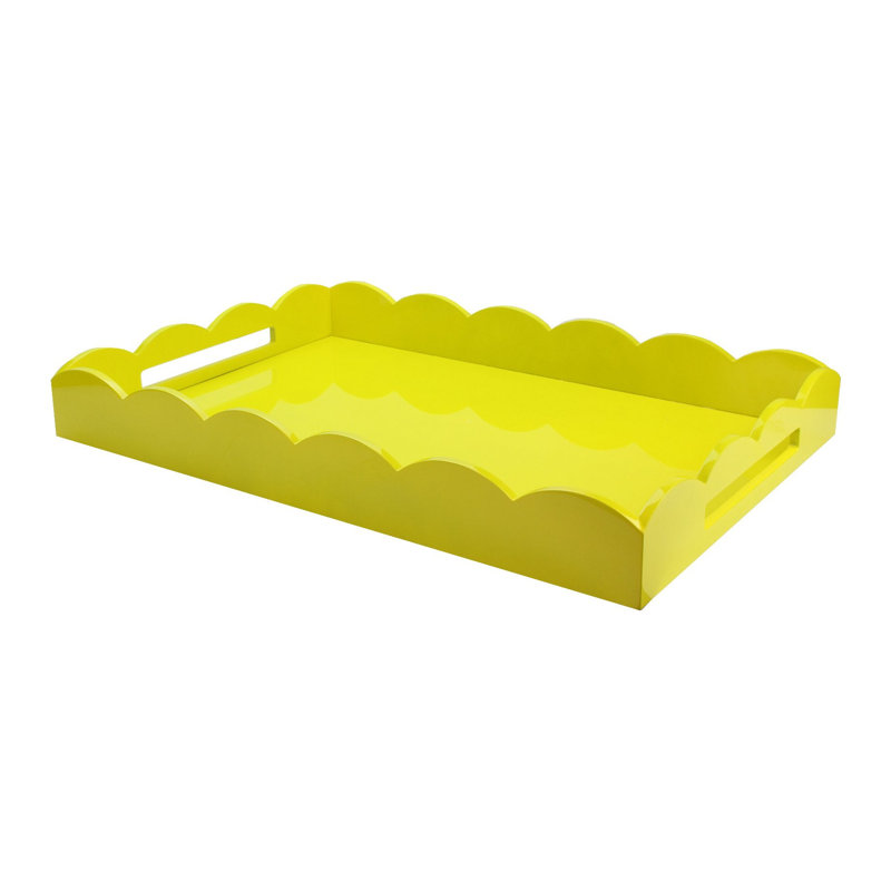 Enamel / Lacquer Tray, 26" H x 17" W x 3.25" D, Yellow