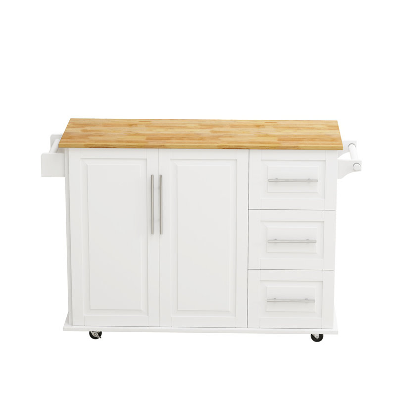 Monea Kitchen Island, White, Manufactured Wood