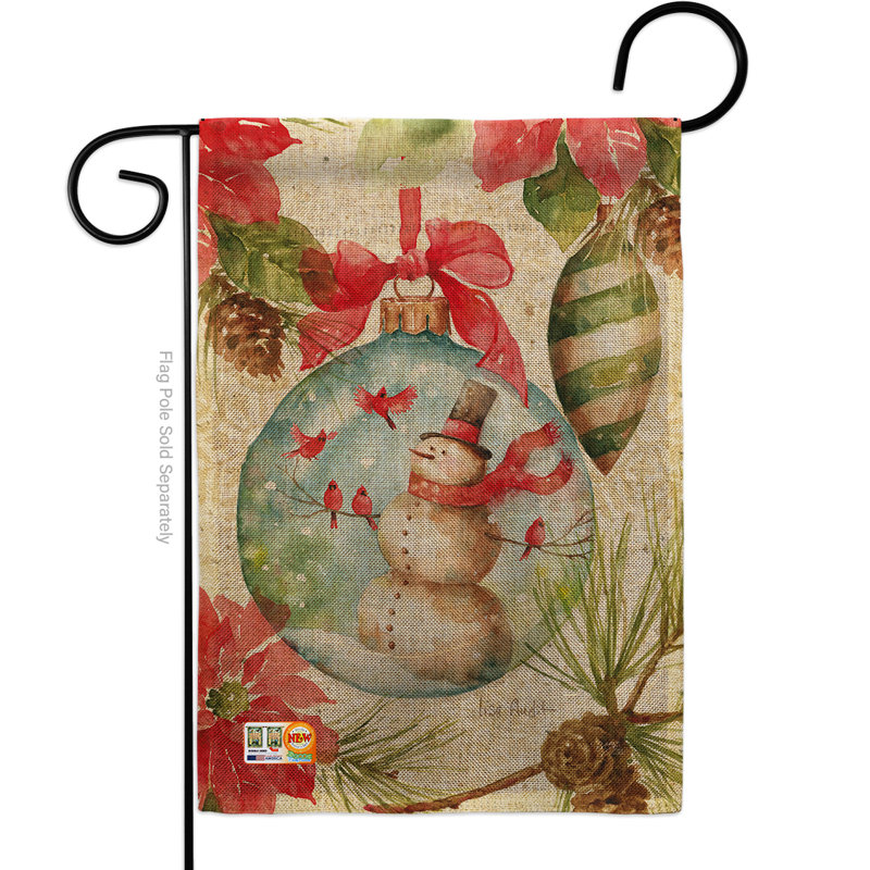 Drapeau de jardin Hovhan Woodland Holiday, Toile de jute, Rouge foncé