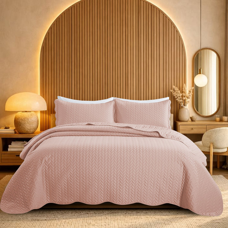 Ensemble d'édredon léger en microfibre avec taies décoratives Oxford, Peach, King Comforter + 2 Standard Shams