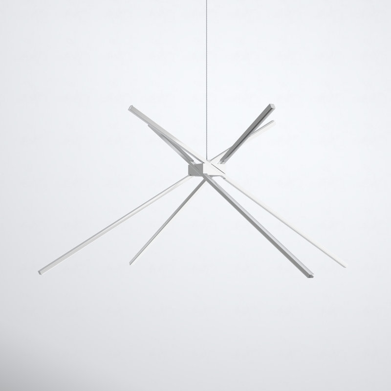 Replay 4 - Light Dimmable LED Sputnik Modern Linear Chandelier, Satin Aluminum