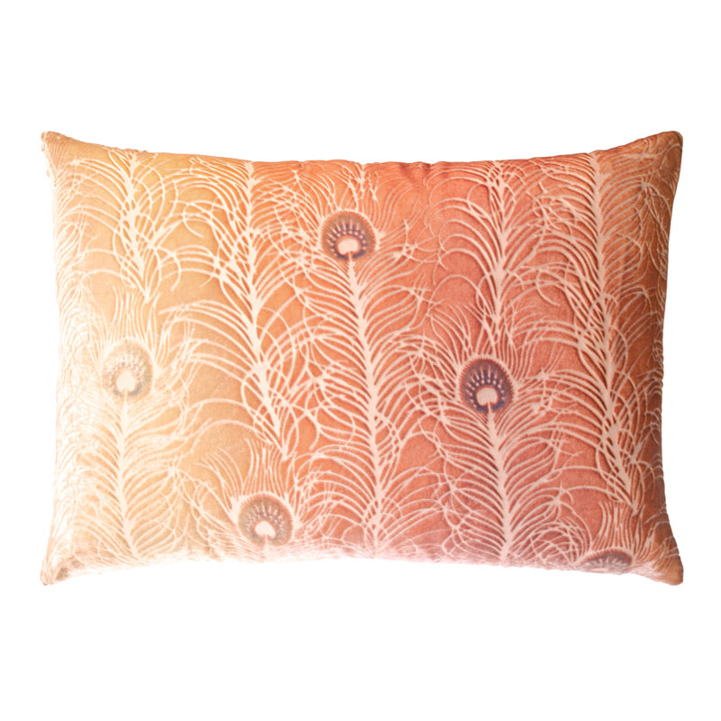 Lumbar Velvet Pillow Cover & Insert, Sunstone, Rectangle 14"H x 20"W