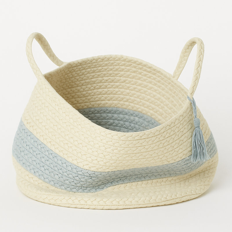 Panier de rangement tressé en jute naturelle, H 19 po x l 19 po x P 19 po, Bleu clair
