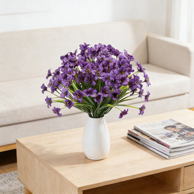 Uv-resistant Purple Artificial Flowers, Faux Plastic Outdoor Decor For Patio, Garden & Porch