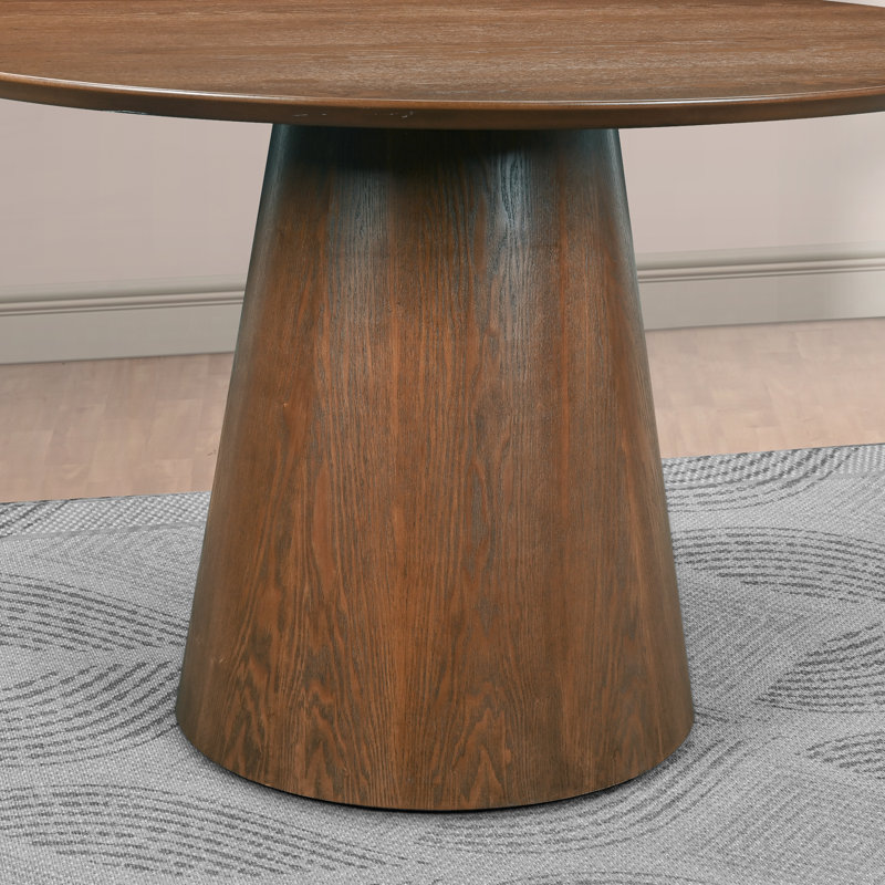 46" Round Pedestal Dining Table, 29.9" H x 35.4" L x 35.4" W, Walnut