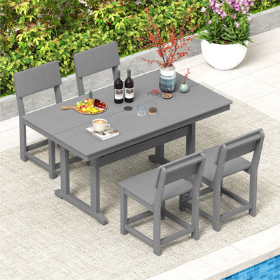 Ensemble de salle à manger d'extérieur de 59,2 po pour 4 personnes avec table rectangulaire HikHDPE