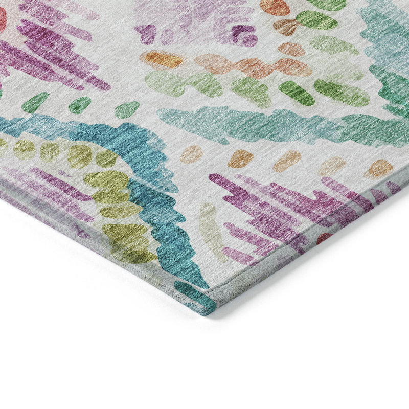 Machine Washable Indoor/Outdoor Chayden ACN1088 Teal Rug, Rectangle 3' x 5'