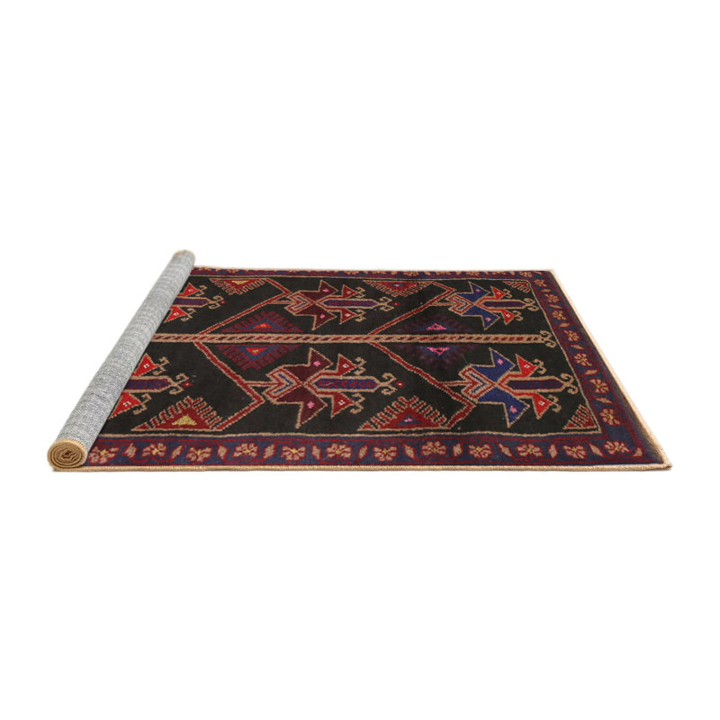 Tapis oriental multicolore tissé à la machine Oriental, Rond 6 pi