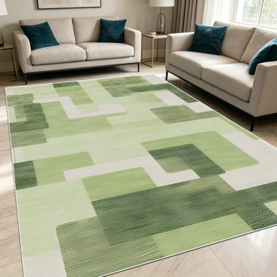 Tapis modulaires à motif géométrique de couleur vert sauge de 1 pièce pour salon, doux et confortables, convenant à toutes les saisons, faciles à entretenir, lavables à la machine, convenant à une table de salle à manger, une chambre à coucher, un vestibule, un bureau personnel, une décoration intérieure ou extérieure.