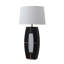 Lampe de table 31 po avec veilleuse, abat-jour en lin blanc, finition ébène et laiton vieilli, lampe de chevet moderne pour la chambre à coucher et le salon, double fonction d'éclairage