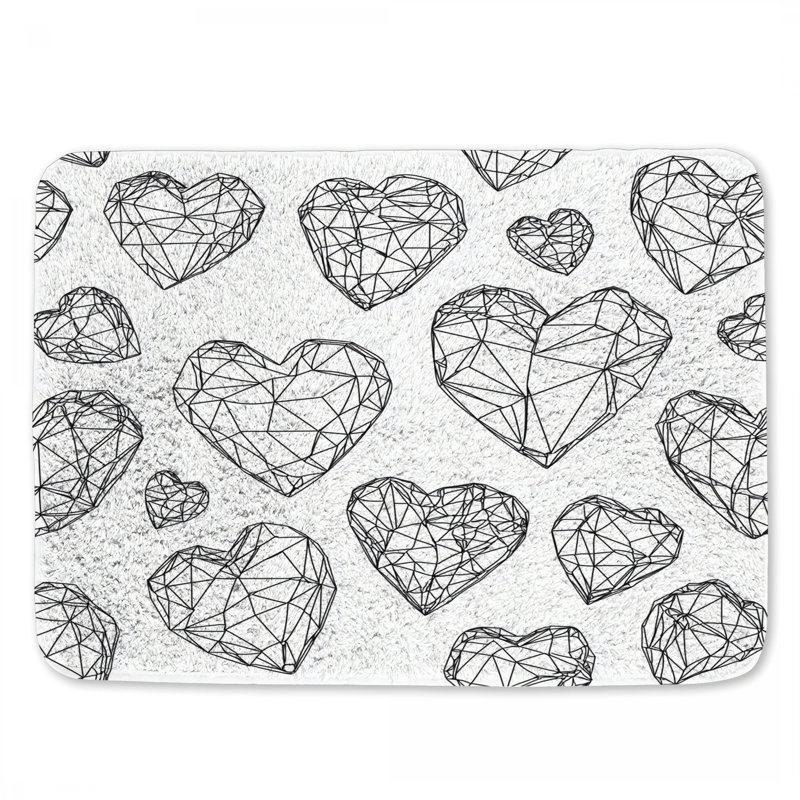 Tapis de bain coeurs abstrait salle de bain moderne, L 34 po x l 21 po