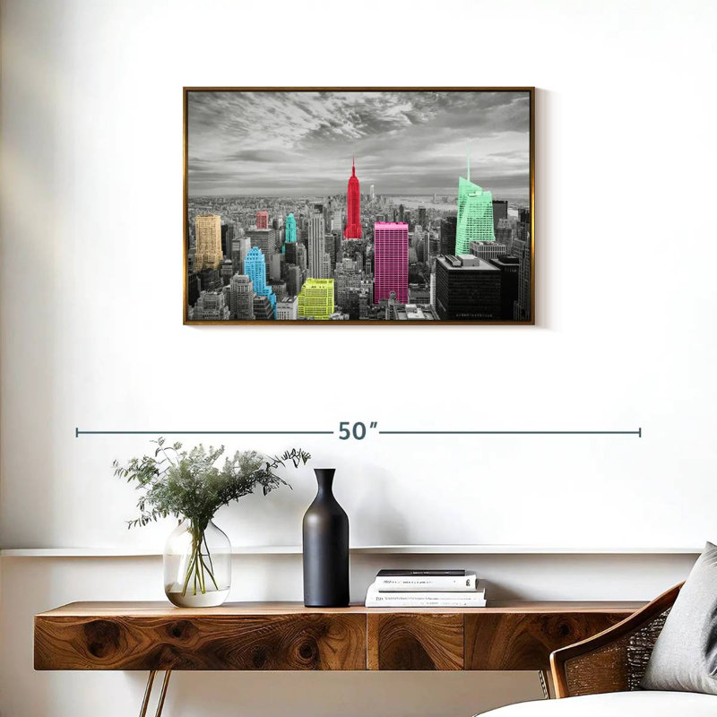 Manhattan Pop, Cadre flottant doré, 31 po x 21 po
