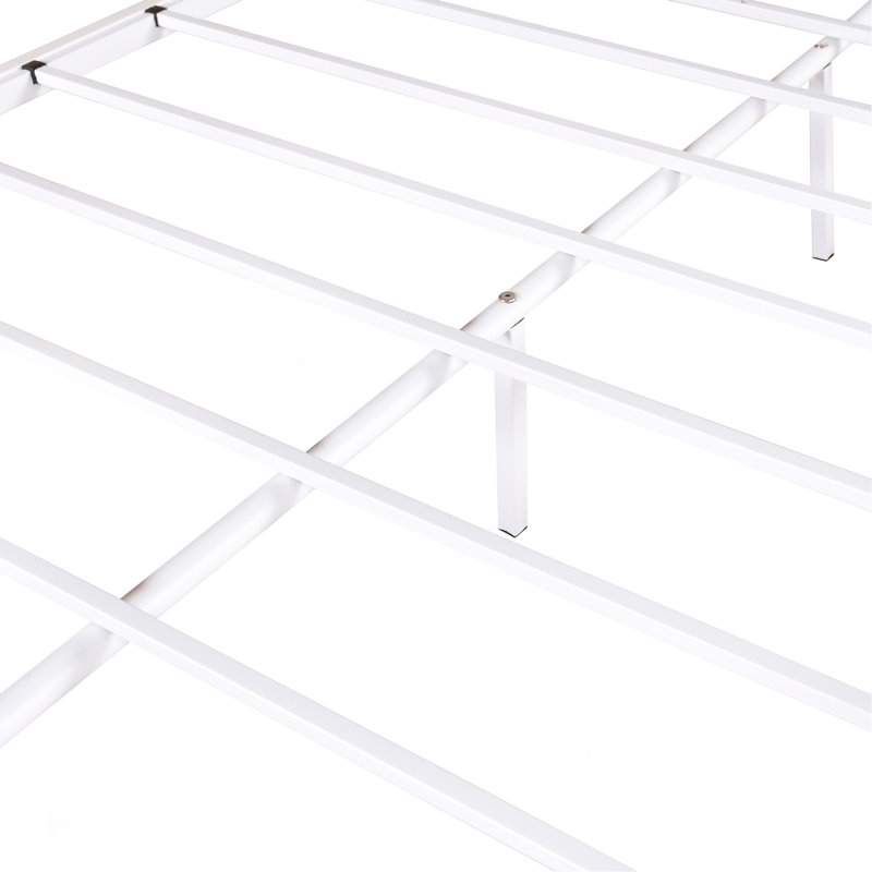 Twin-Over-Full Metal Bunk Bed, Heavy Duty Bunk Bed,Easy Assembly With Enhanced Upper-Level Guardrail, White, White