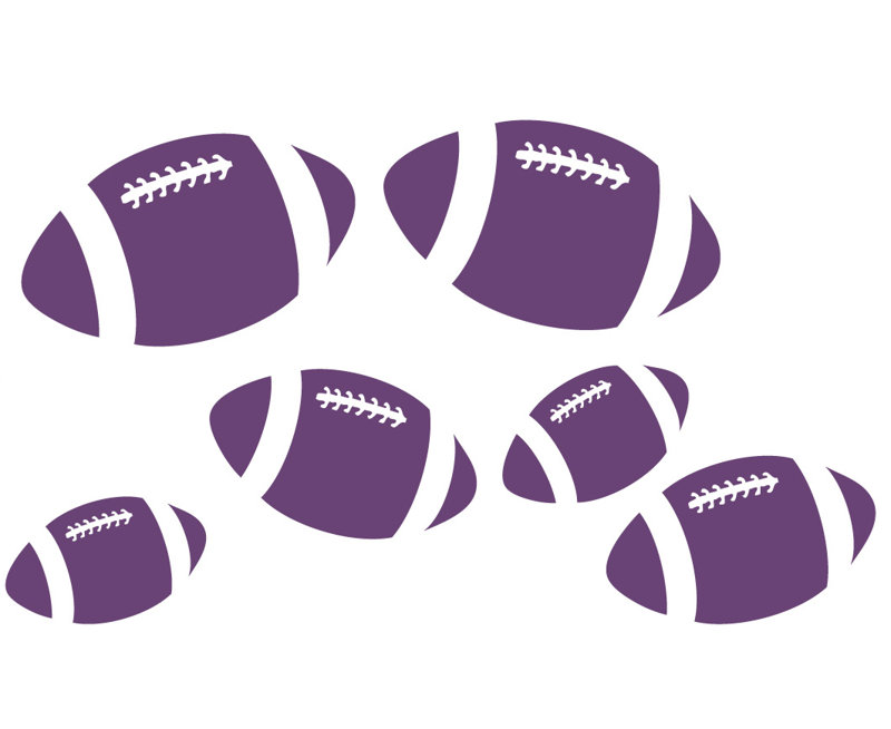 Décalcomanie murale footballs, H 28 po x l 48 po x P 0,01 po, Violet