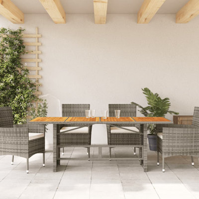 Table de patio avec plateau en bois d'acacia 74,8 po x 31,5 po x 29,5 po