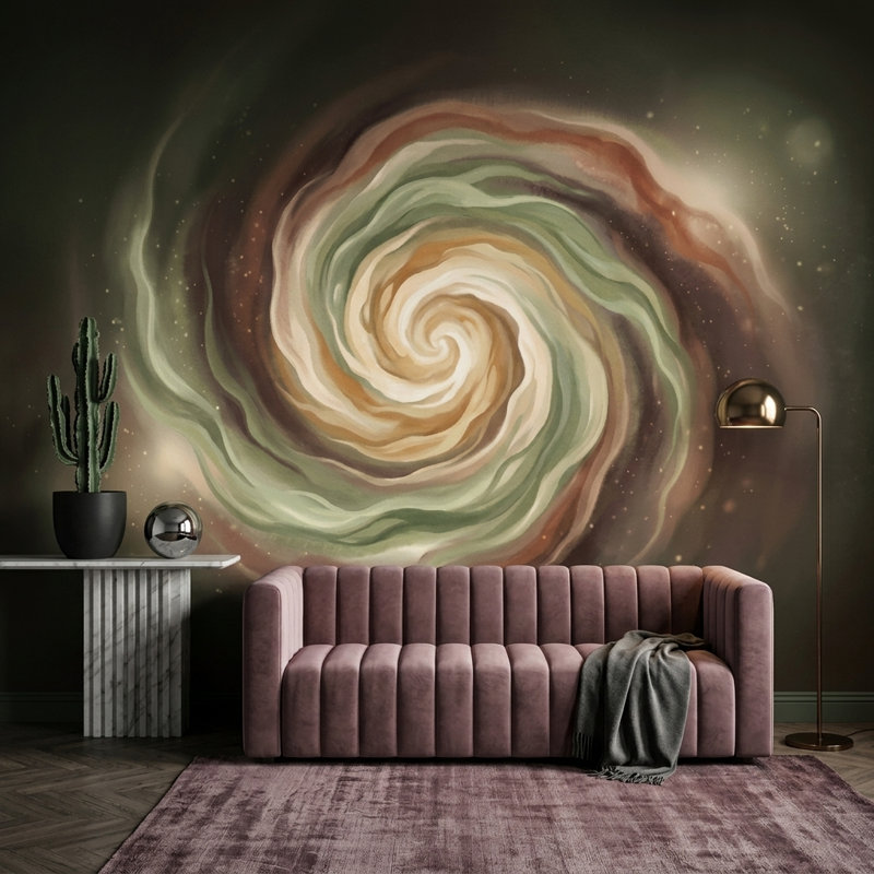 Décoration murale amovible en forme de spirale sombre et sombre Vortex, 100 po x 96 po, Texturé non collé