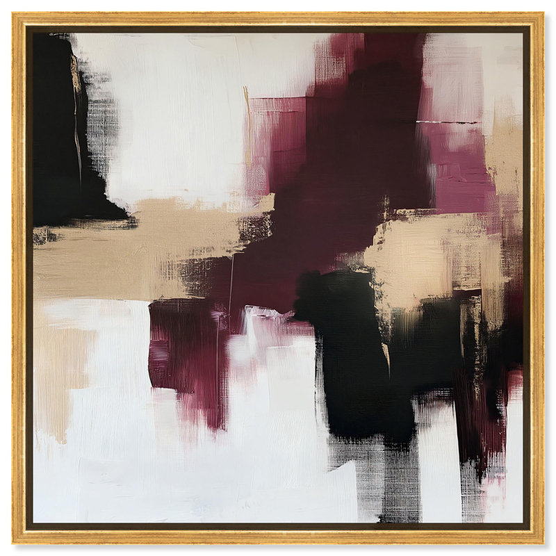 Art Remedy abstrait avec toile dorée, H 13 po x l 13 po, Cadre flottant doré