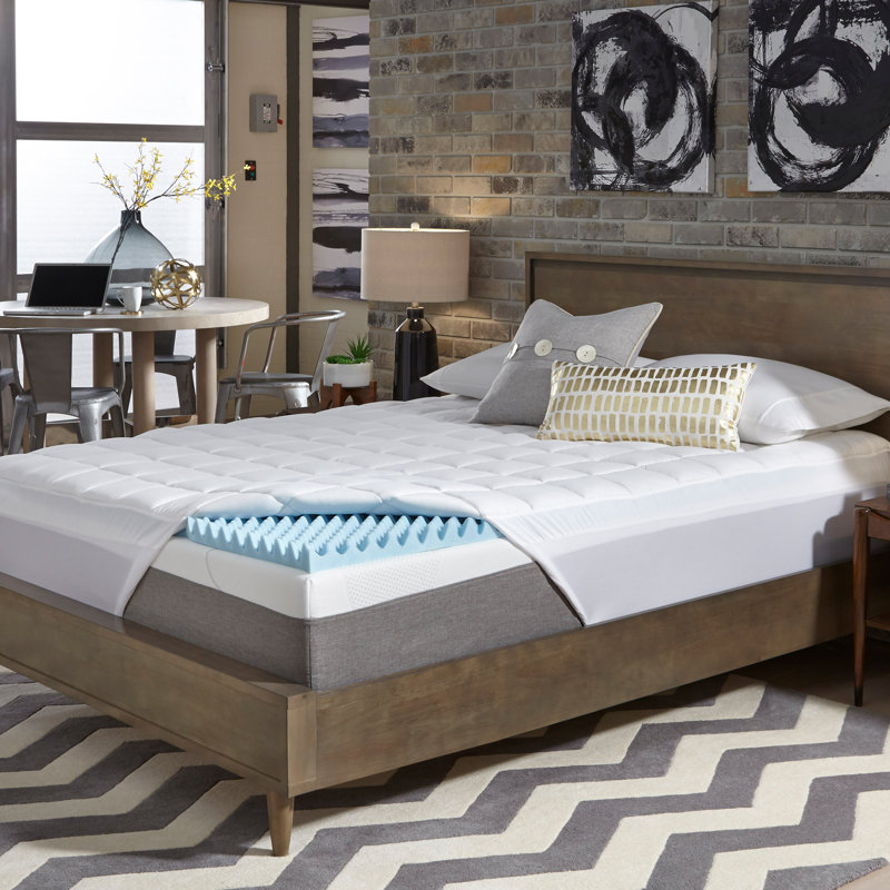 Slumber Solutions Reversible Gel Memory Foam and Fiber 2-Piece Topper, Twin, 3.5"