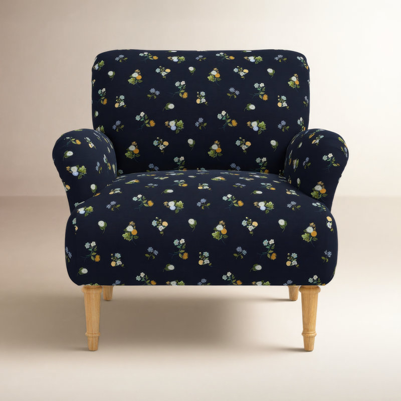 Bristol Armchair In Ditsy Dahlia Navy, Ditsy Dahlia Navy, Natural