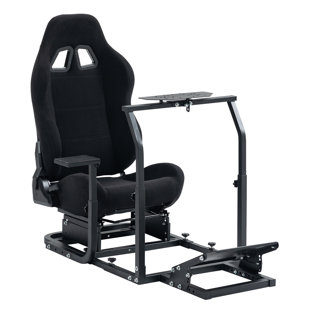 Racing Game Simulator Stand with Black Seat, Not Include Steering wheel & Wheels & Pedals and Shifter Handbrake