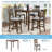 5 Piece Dining Table Set, Wooden Dining Square Table Set for 4, Counter Height Kitchen Table Set with Square Table and 4 Upholstered Chairs for Small Space, Walnut-212336750