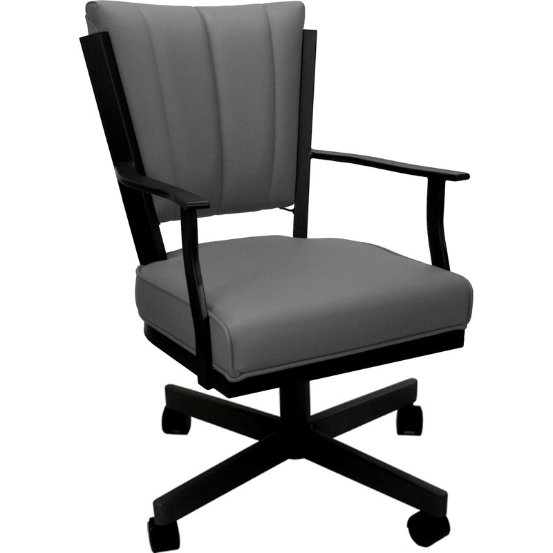 Leather Dining Caster Chair Swivel Tilt, Gray, Black