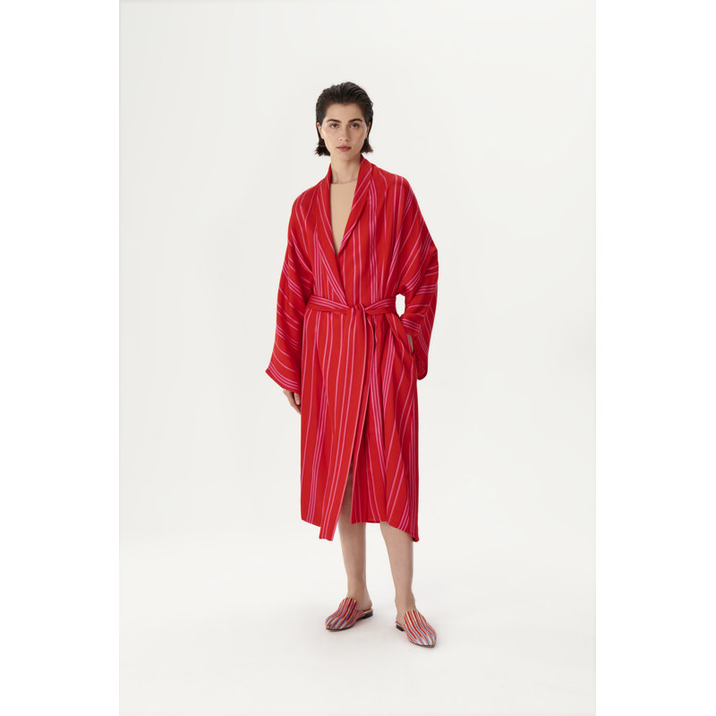 Shawl Neck Kimono Red