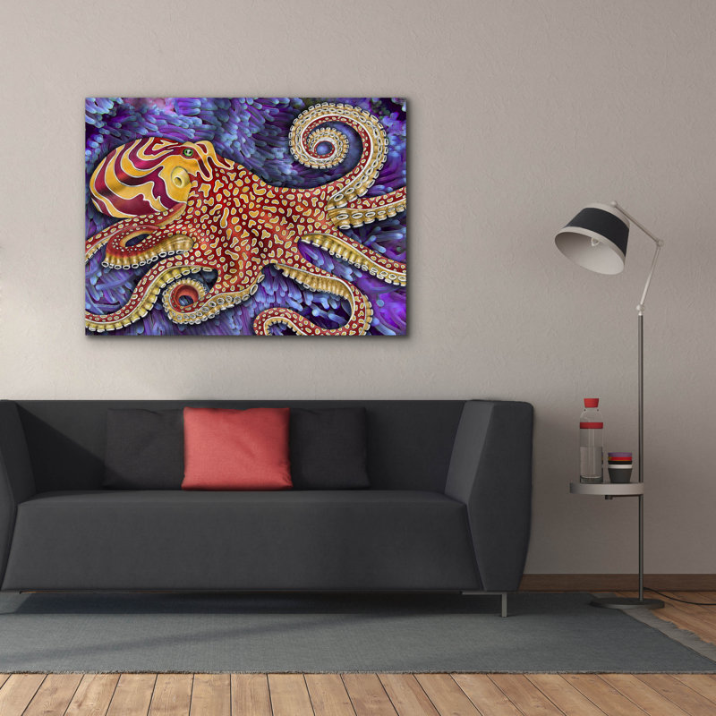  «Octopus 2» par Tim Jeffs, art mural sur toile, H 40 po x l 54 po