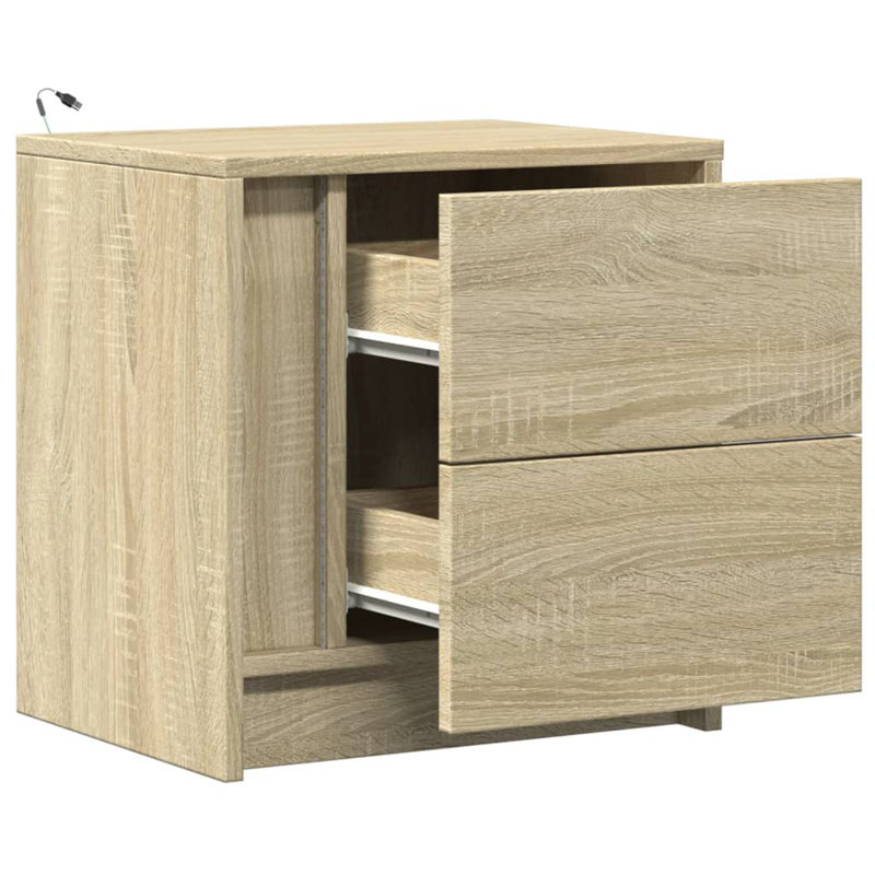2 Drawer Bedside Table, Sonoma Oak, 2
