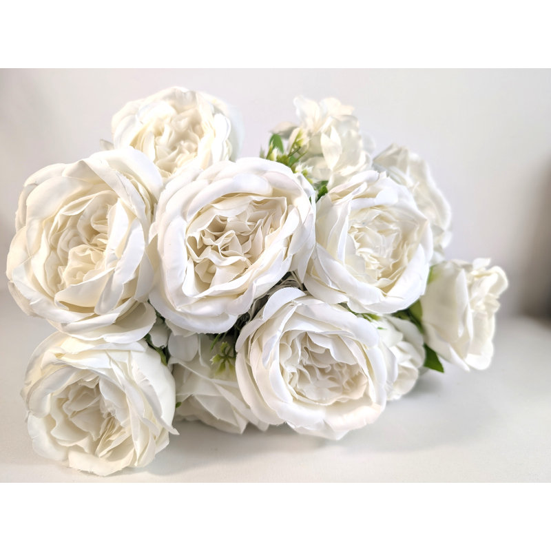 Fleurs de pivoines en soie, Blanc