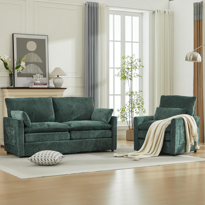 Ensemble de salon 2 pièces avec revêtement moderne, Gris