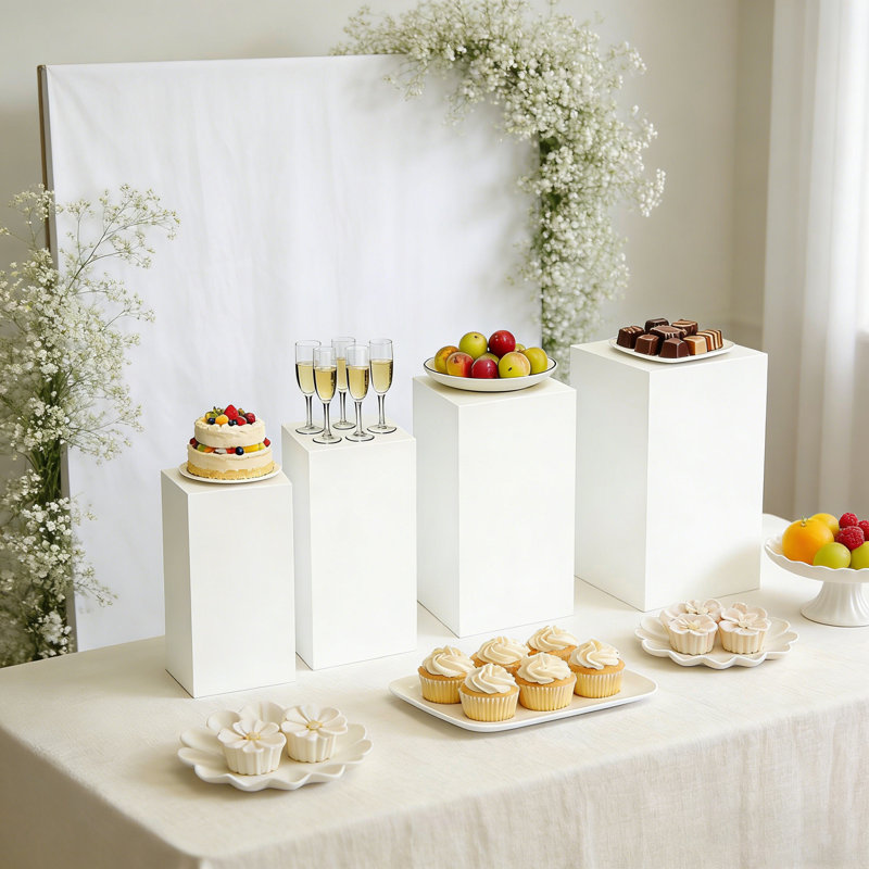 Ensemble de 4 présentoirs à buffet en acrylique, gigognes, pour desserts et gâteaux, pour mariages et fêtes.